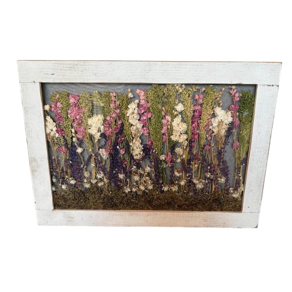 vintage framed botanical wall art pressed and dried wildflowers wall art